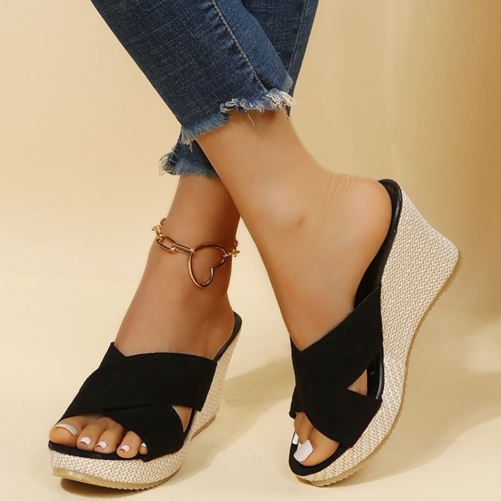 Espadrille Slip On - new Women Cross Strap Wedge Slide