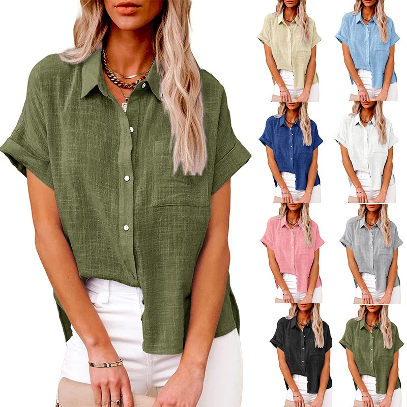 Linen Shirt Breathable - Summer Plus Size Women Euro American