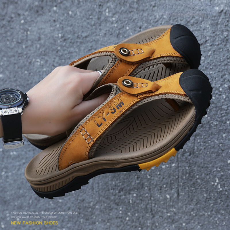 Flip Flop Leather Men - Genuine Cow Leather Shoes Men Sandals