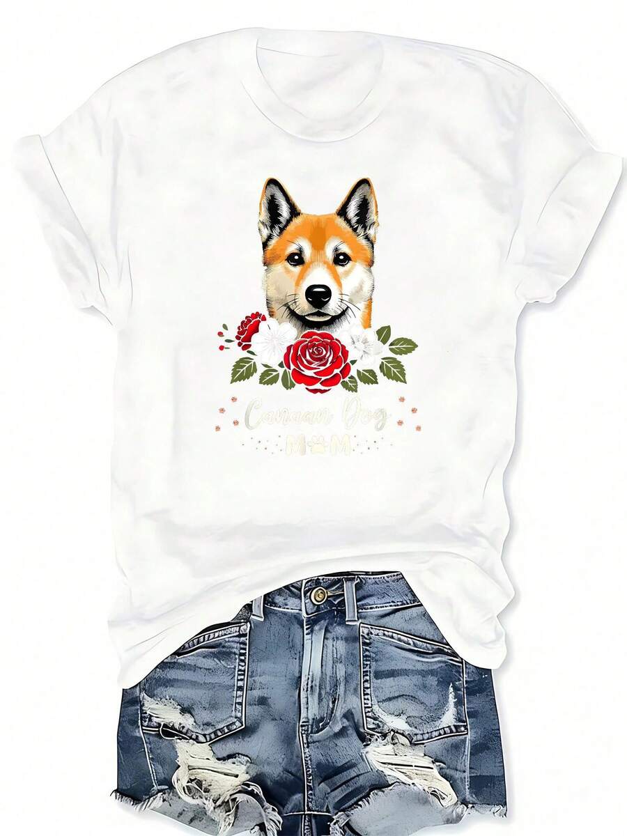 Canaan Dog Rose Floral Graphic - Tee Graphic Print avis et prix
