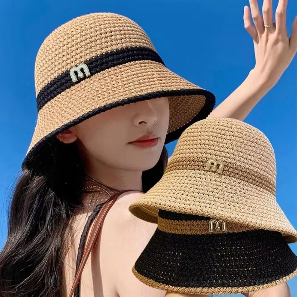 Breathable Elegant Bow Fisherm - Bucket Hat Straw avis et prix