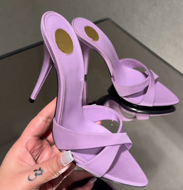 Sexy purple pointy toe satin s - Casual Sandal Leather avis et prix
