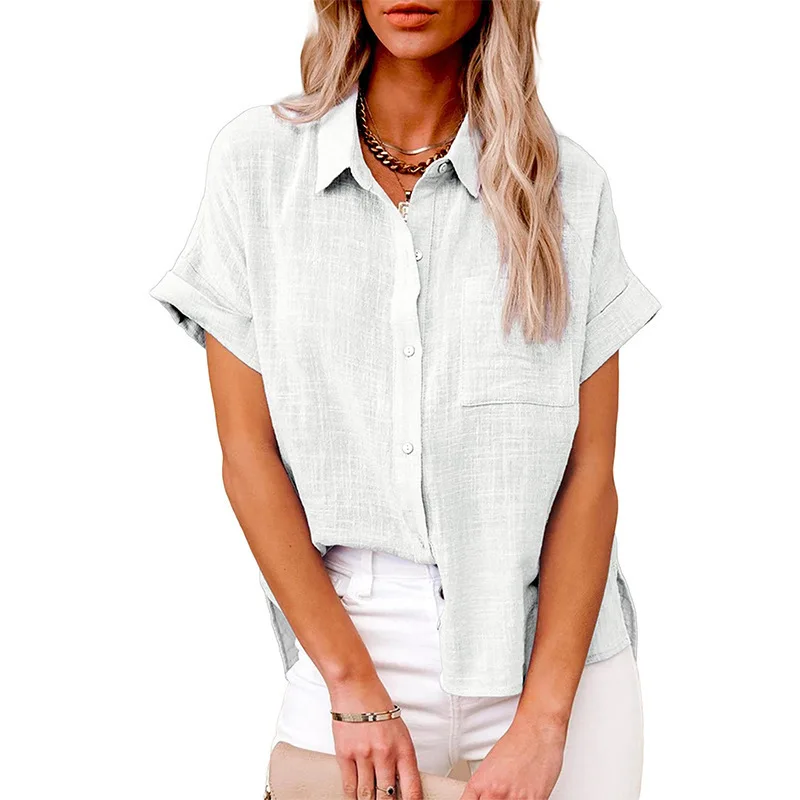 Summer Plus Size Women Euro Am - Linen Shirt Breathable avis et prix