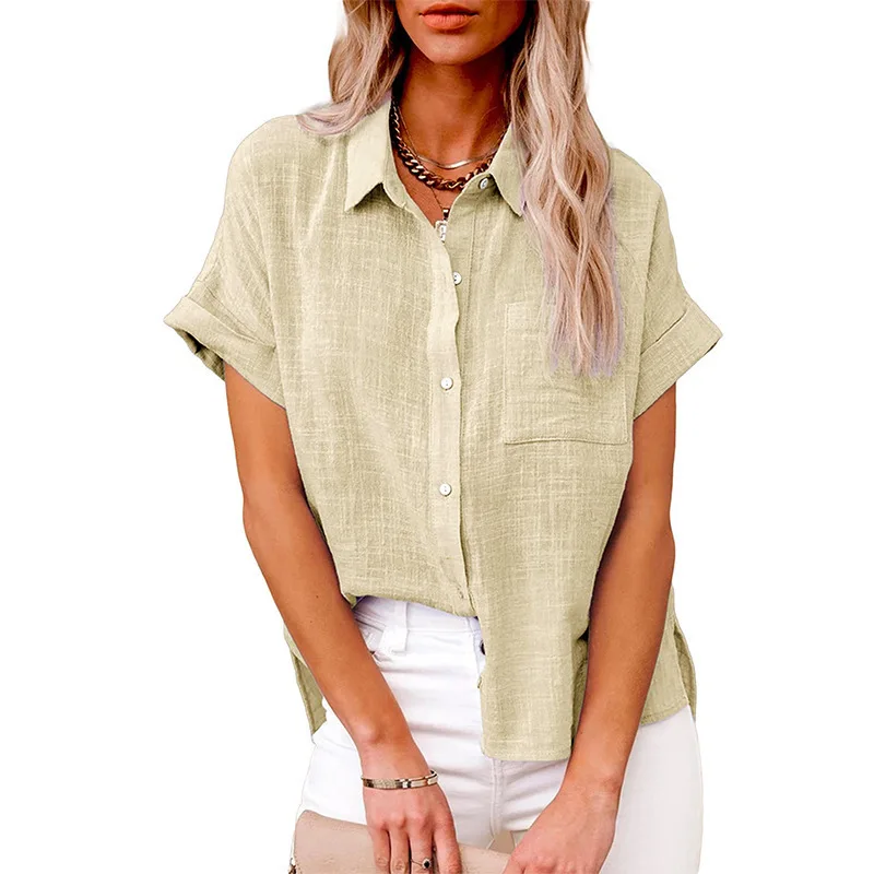 Summer Plus Size Women Euro Am - Linen Shirt Breathable avis et prix