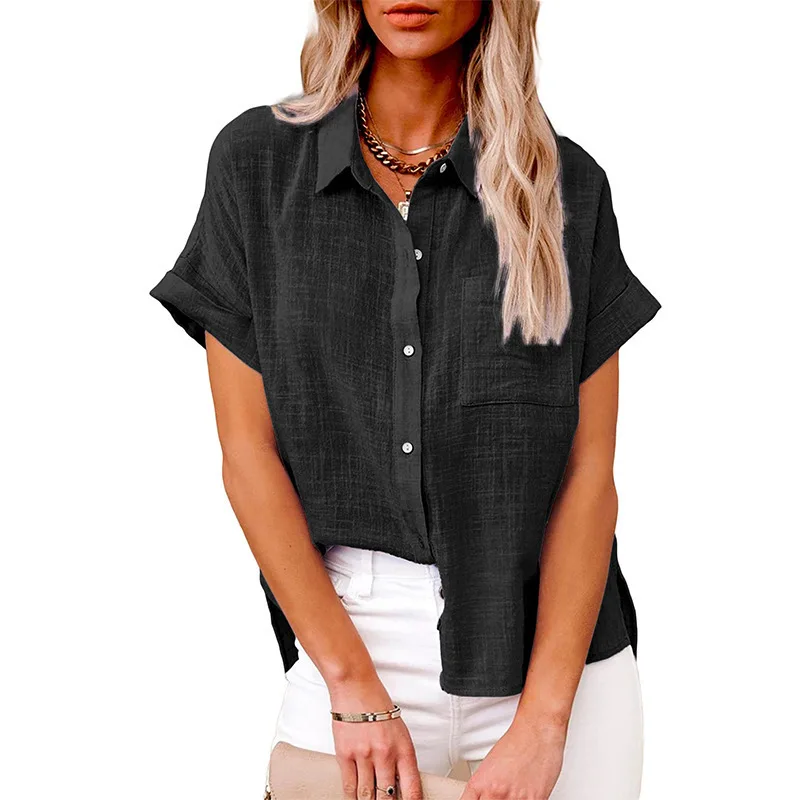 Summer Plus Size Women Euro Am - Linen Shirt Breathable avis et prix