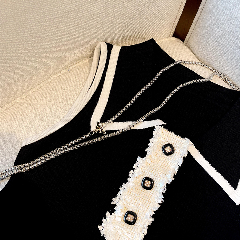 Slim Fit Knitted Vest Women's  - Shirt Camp Collar avis et prix