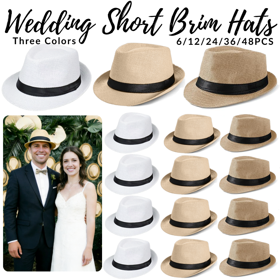 6-48PACK Wedding Straw Fedora  - Bucket Hat Straw avis et prix