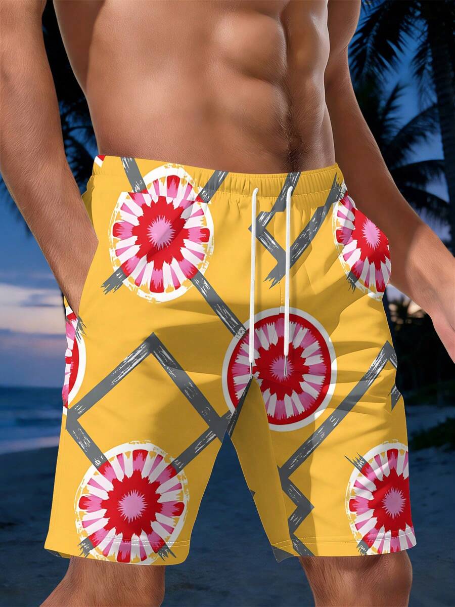 Mens Geometric Floral Print Be - Swim Trunk Quick Dry avis et prix