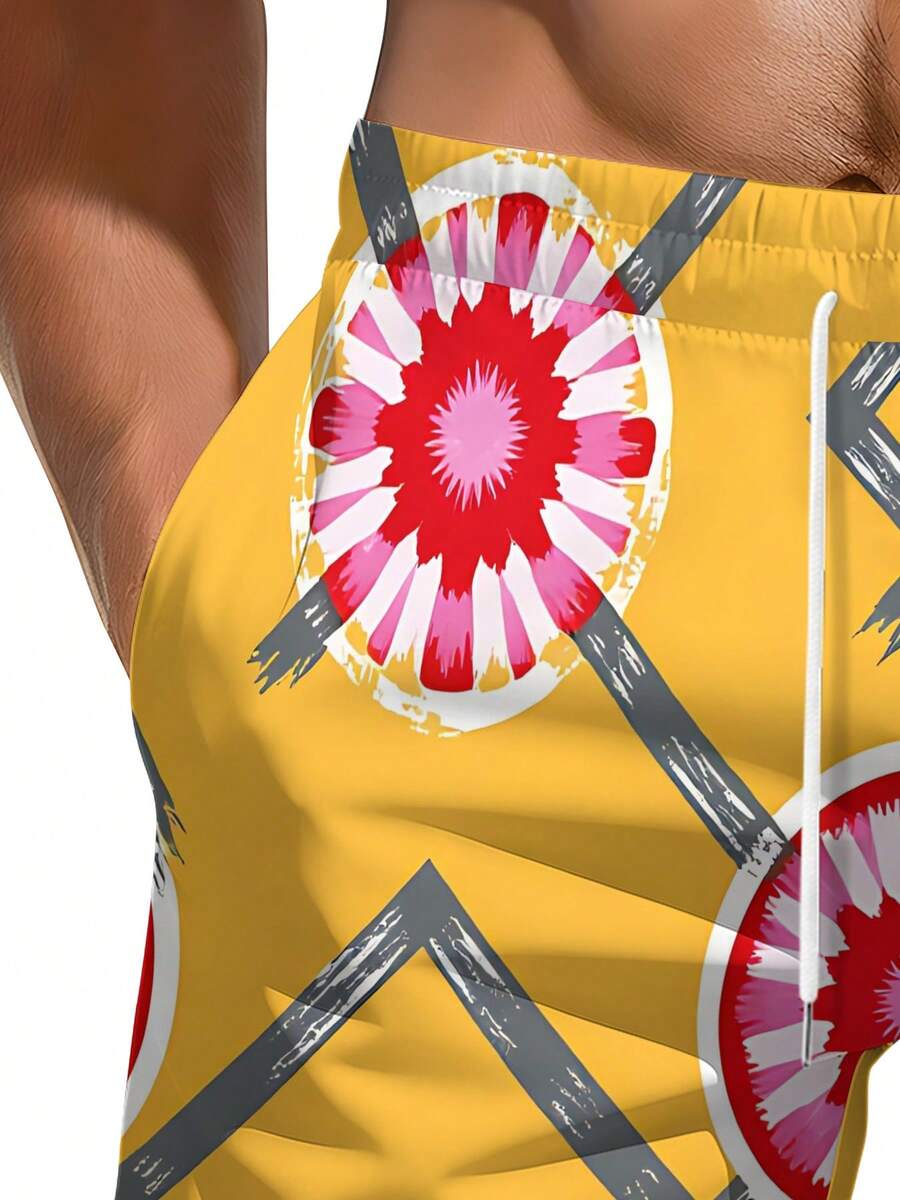 Mens Geometric Floral Print Be - Swim Trunk Quick Dry avis et prix