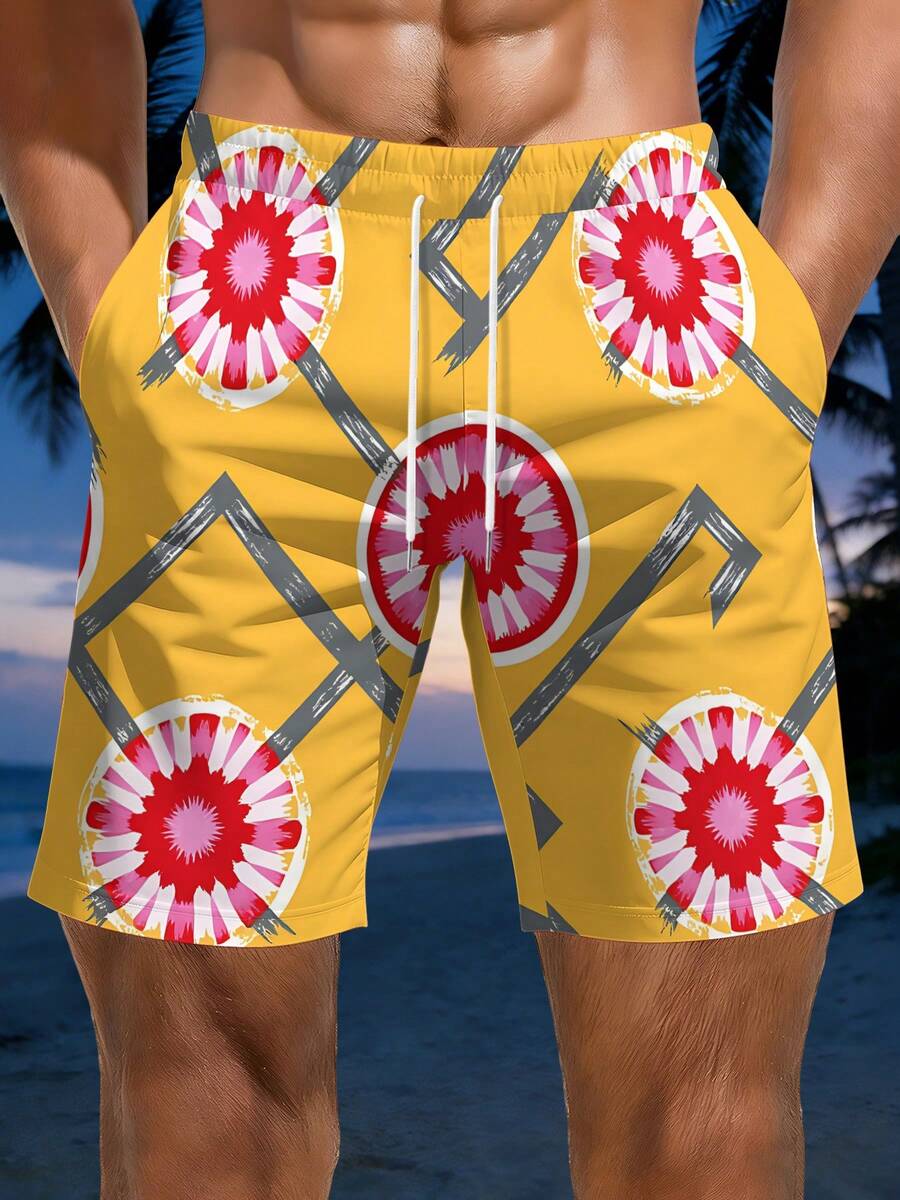 Mens Geometric Floral Print Be - Swim Trunk Quick Dry avis et prix