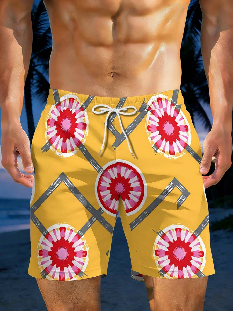 Mens Geometric Floral Print Be - Swim Trunk Quick Dry avis et prix
