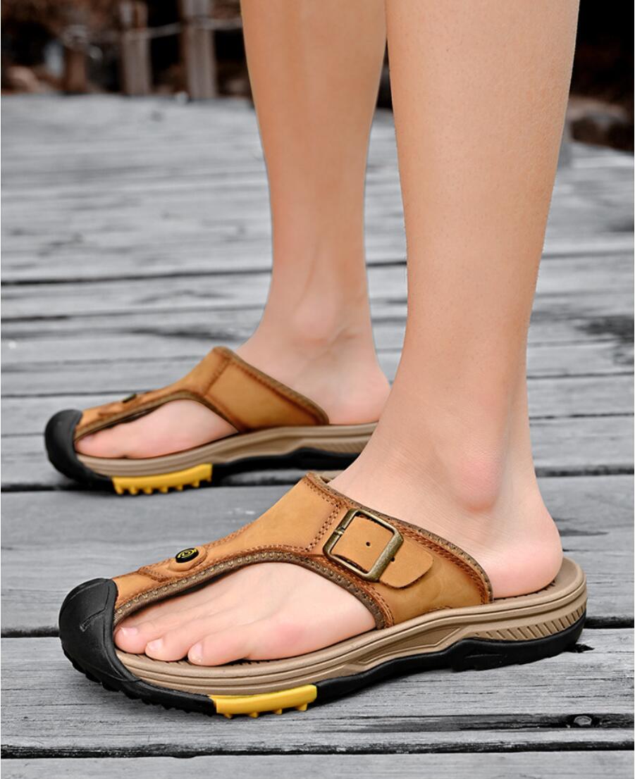 Genuine Leather Sandals Men Br - Flip Flop Leather Men avis et prix