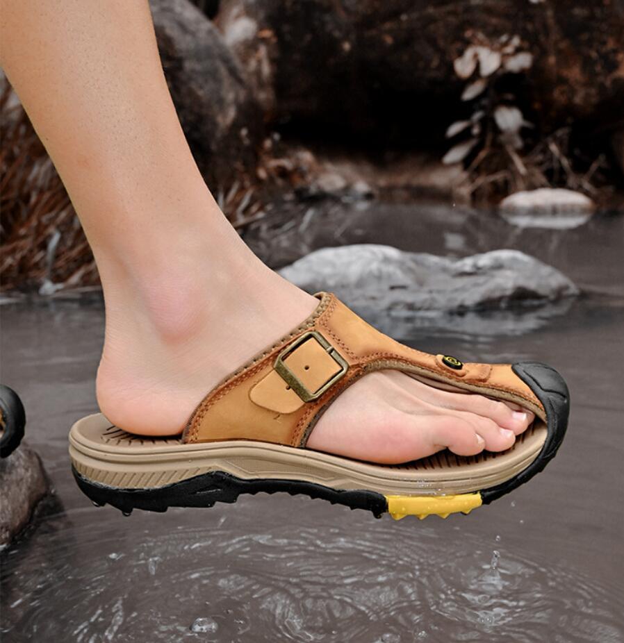 Genuine Leather Sandals Men Br - Flip Flop Leather Men avis et prix