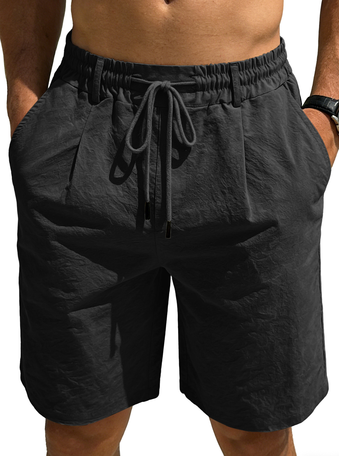 Men‘s Cotton Linen Shorts Summ - Short Linen Drawstring avis et prix