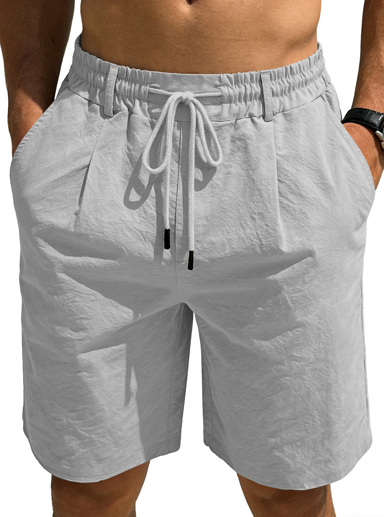 Men‘s Cotton Linen Shorts Summ - Short Linen Drawstring avis et prix