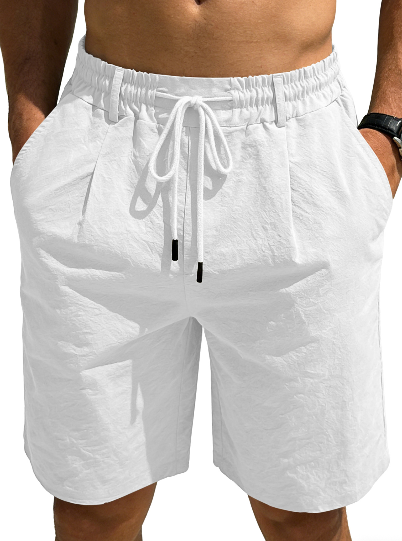 Men‘s Cotton Linen Shorts Summ - Short Linen Drawstring avis et prix
