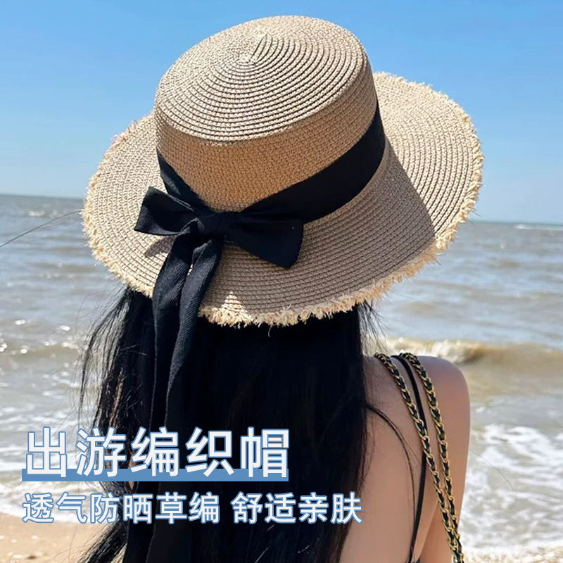 Women Straw Sun Hat Bowknot Su - Packable Hat Nylon avis et prix