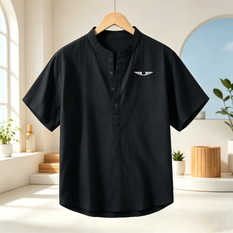 Men's cotton and linen Henley  - Linen Shirt Breathable avis et prix