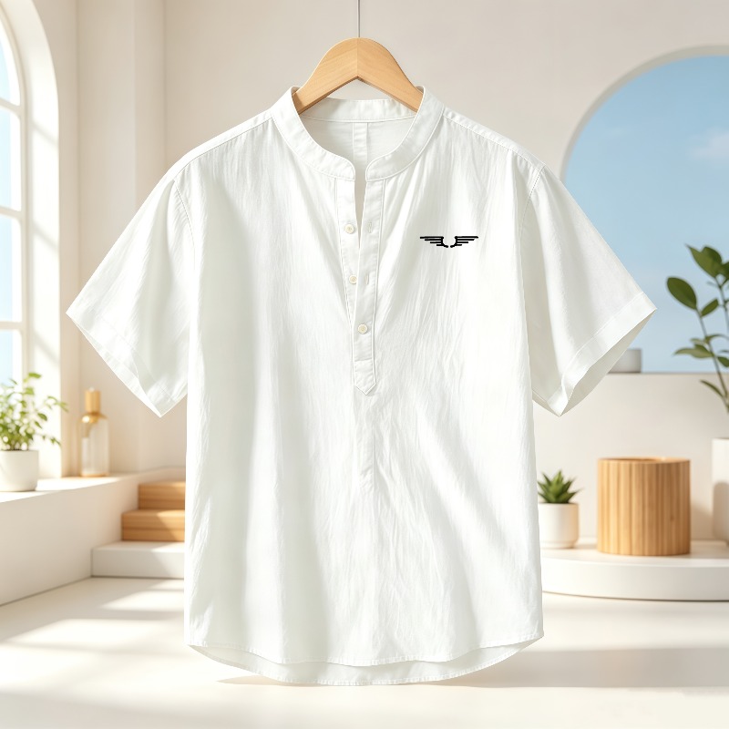 Men's cotton and linen Henley  - Linen Shirt Breathable avis et prix