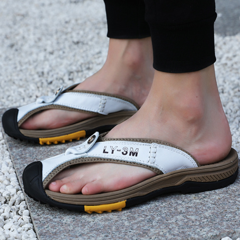 Genuine Cow Leather Shoes Men  - Flip Flop Leather Men avis et prix