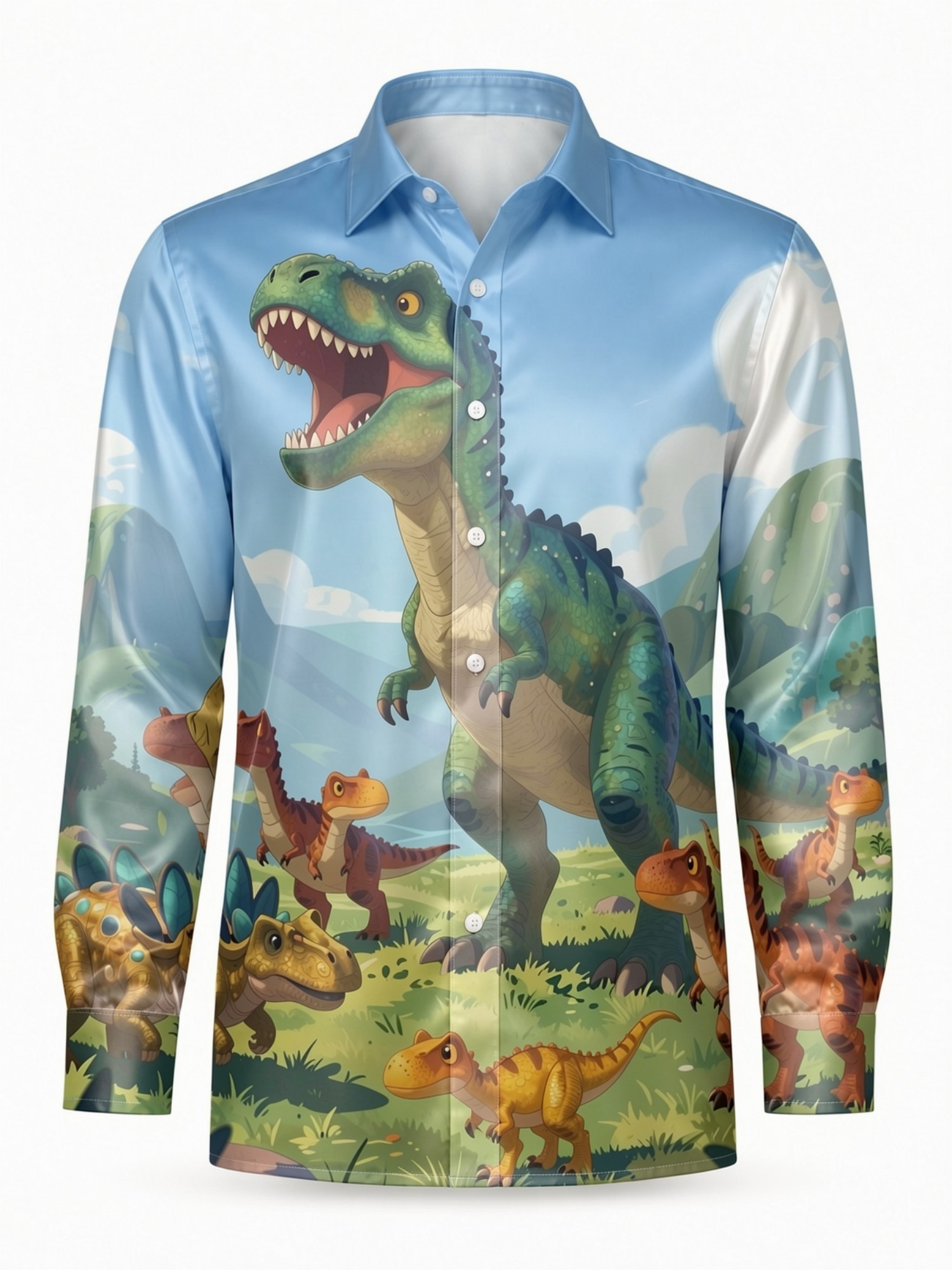 Mens Fashion Satin Long Sleeve - Resort Shirt Floral avis et prix