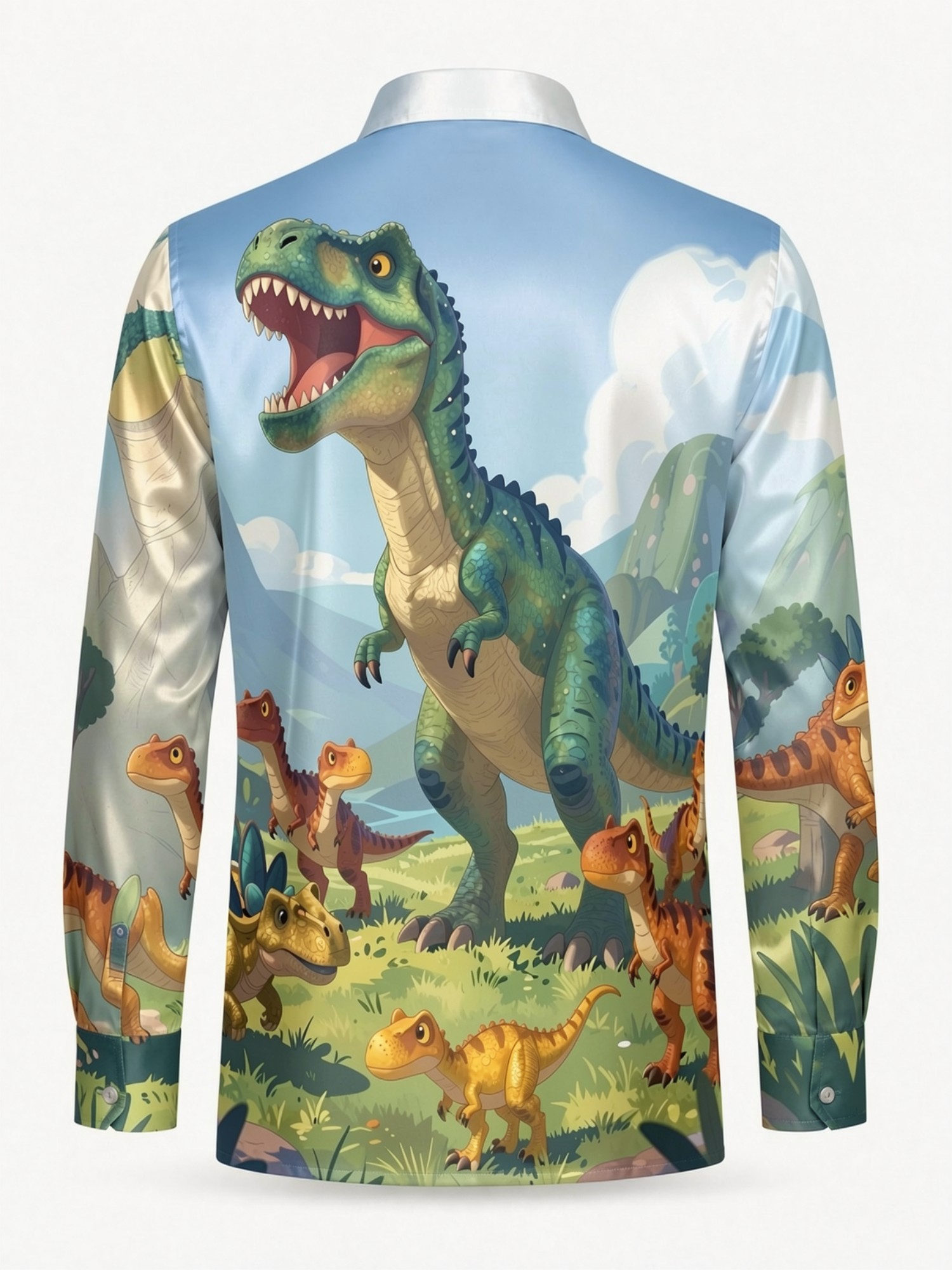 Mens Fashion Satin Long Sleeve - Resort Shirt Floral avis et prix