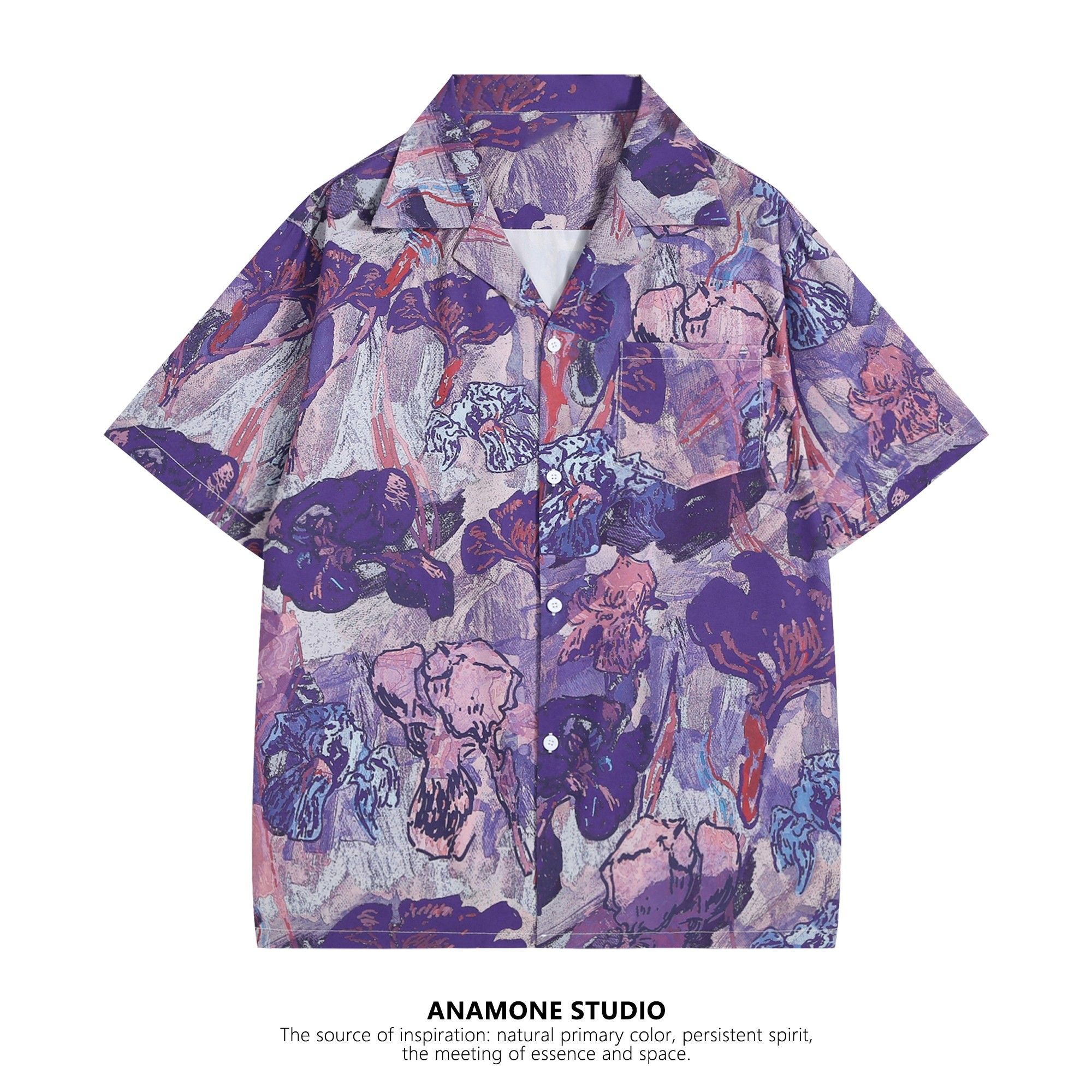 Vintage Purple Oil Painting Ir - Resort Shirt Floral avis et prix