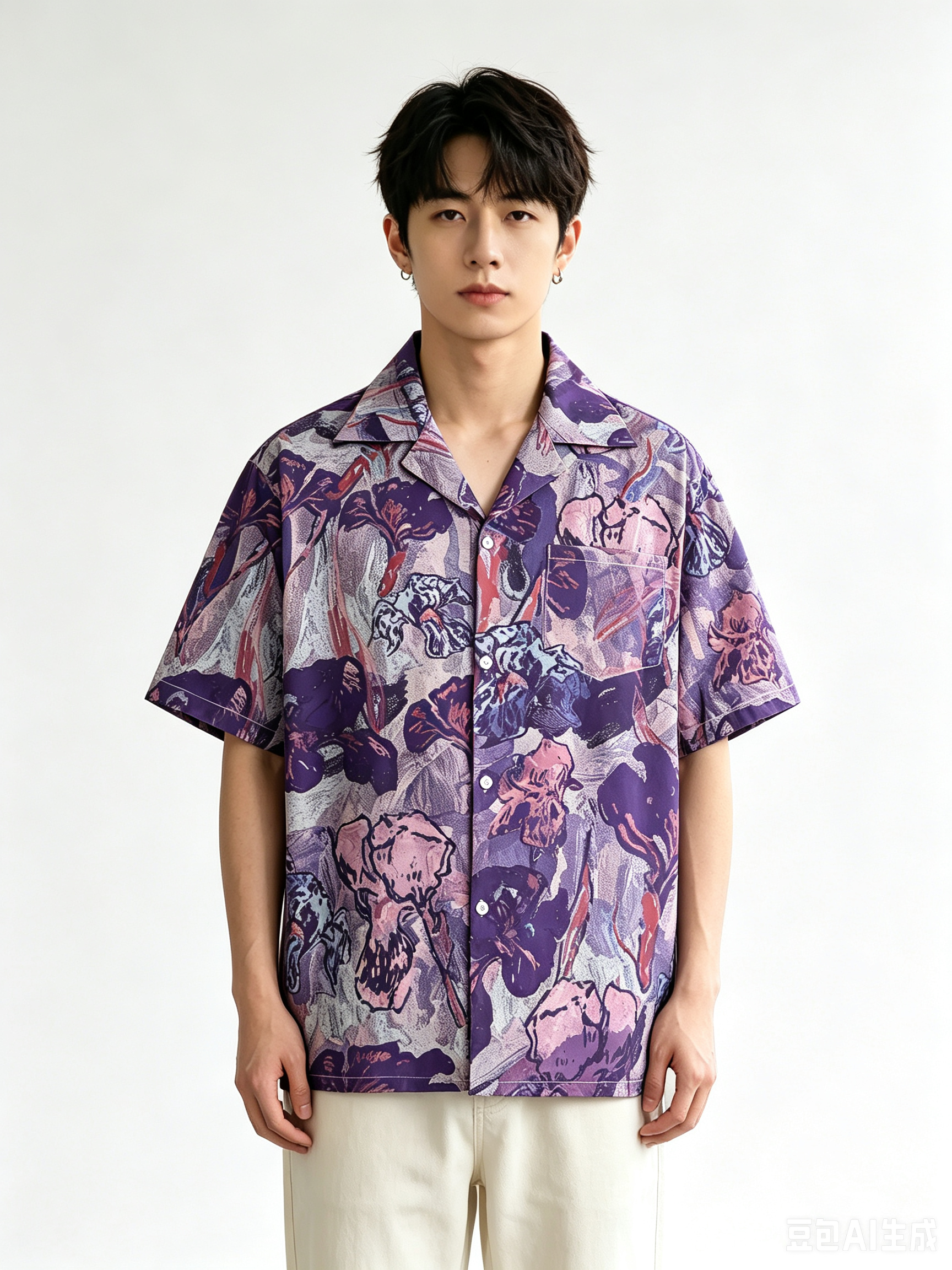 Vintage Purple Oil Painting Ir - Resort Shirt Floral avis et prix