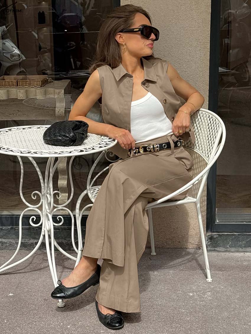 Oymimi Fashion Brown Cotton Wo - Shirt Camp Collar avis et prix