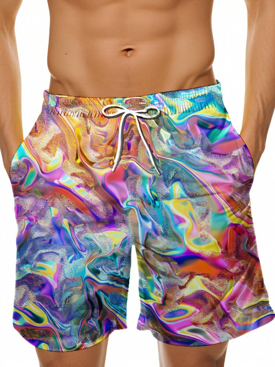 Mens Colorful Abstract Print Q - Swim Trunk Quick Dry avis et prix