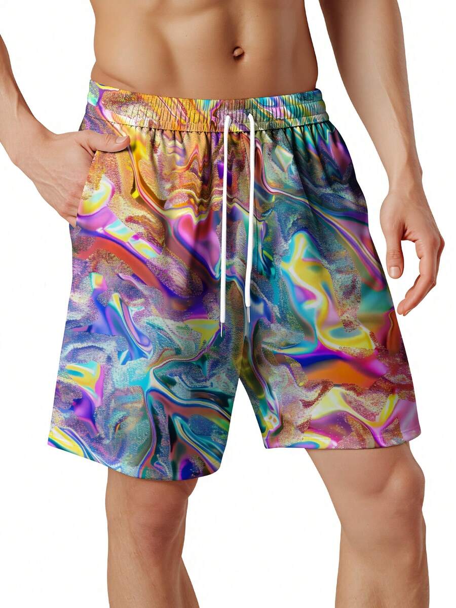 Mens Colorful Abstract Print Q - Swim Trunk Quick Dry avis et prix