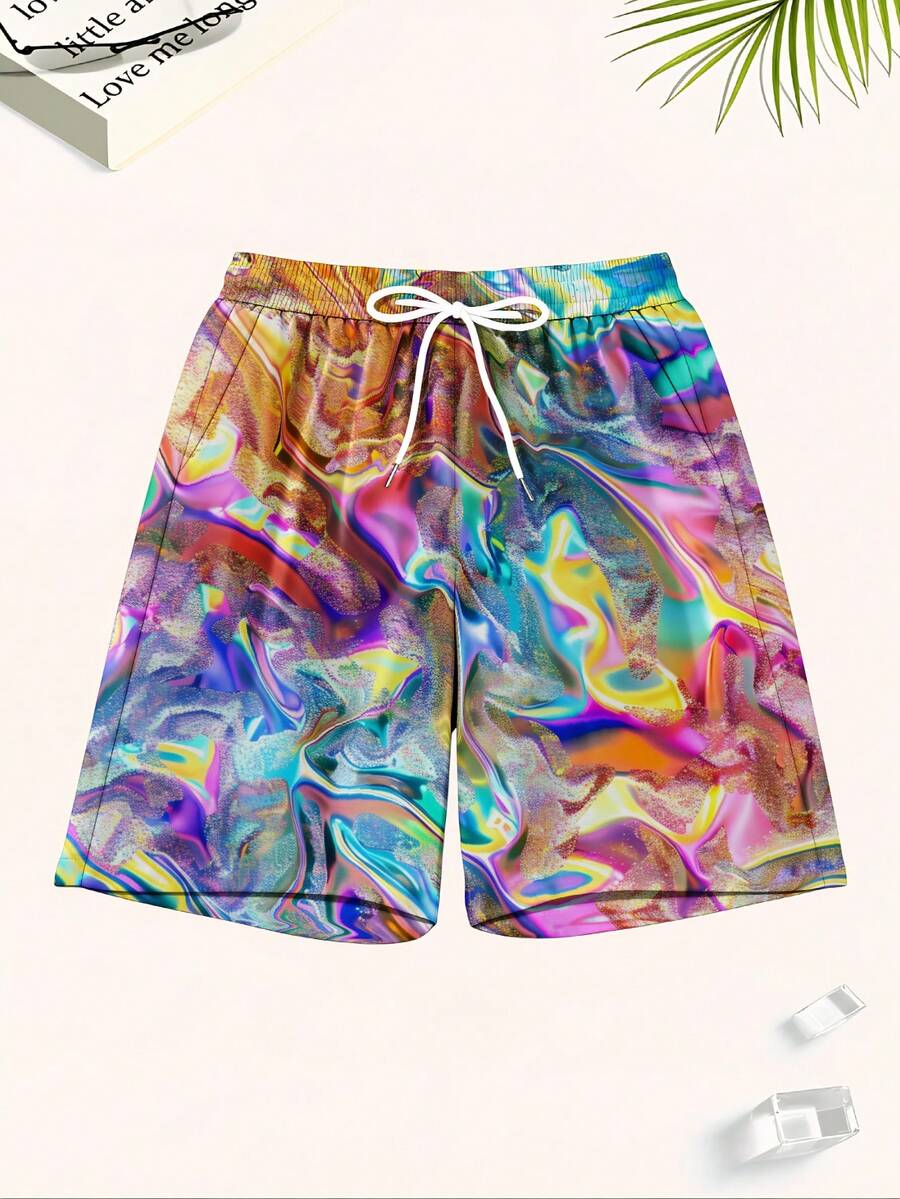 Mens Colorful Abstract Print Q - Swim Trunk Quick Dry avis et prix