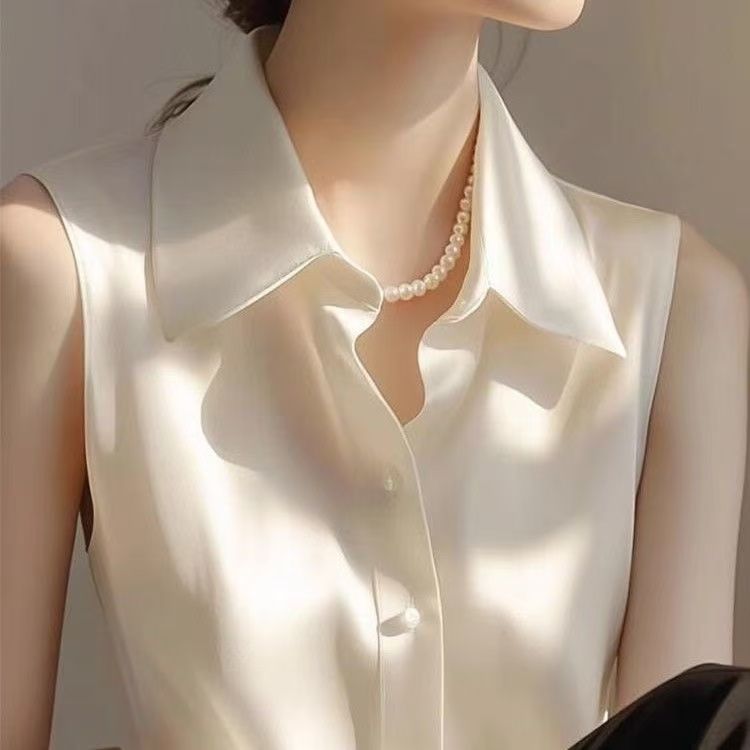 French Satin POLO Collar Sleev - Shirt Camp Collar avis et prix