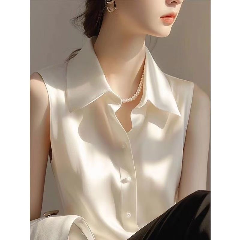 French Satin POLO Collar Sleev - Shirt Camp Collar avis et prix