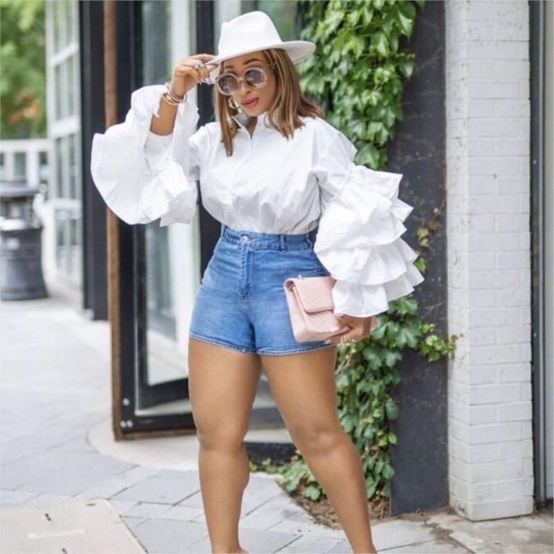 Women White Shirts Solid Full  - Shirt Camp Collar avis et prix