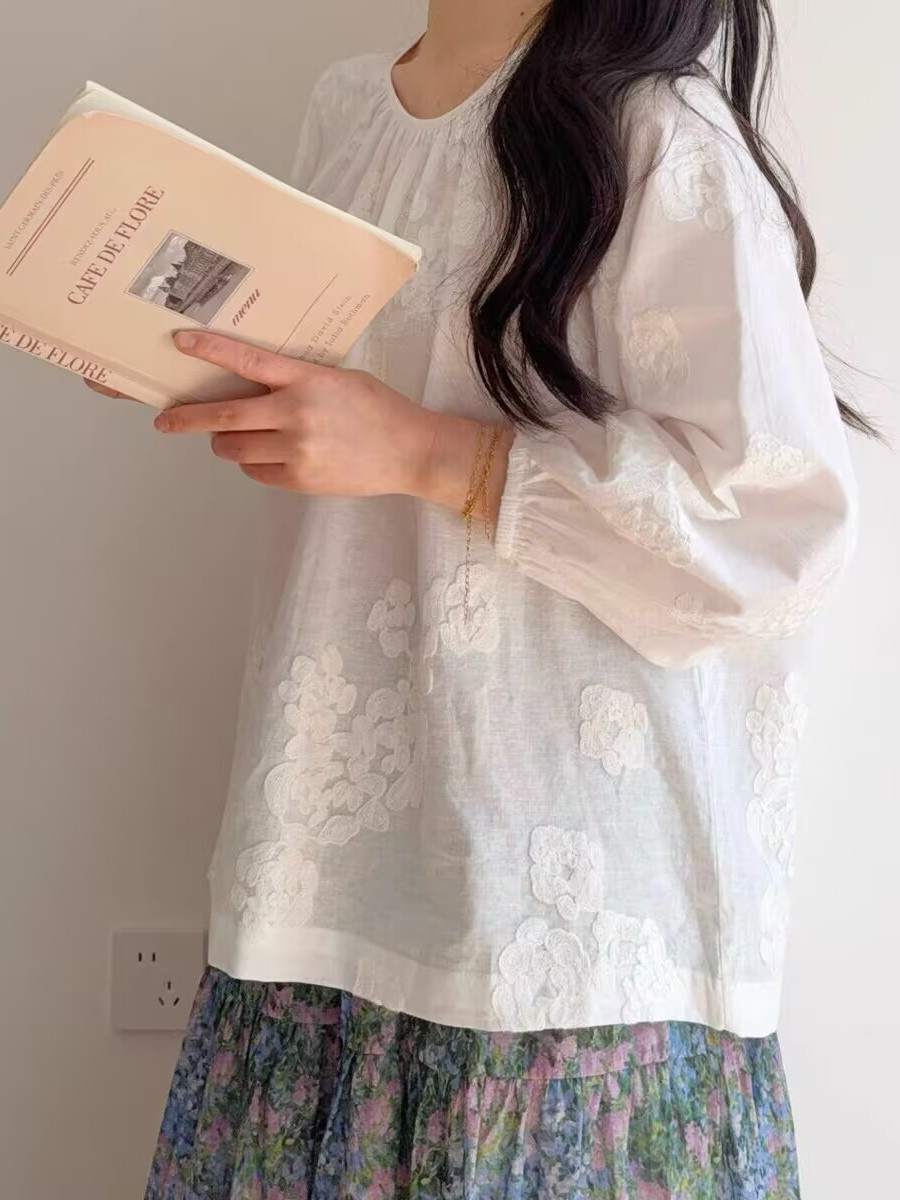 Summer New Heavy Embroidery Li - Linen Shirt Breathable avis et prix