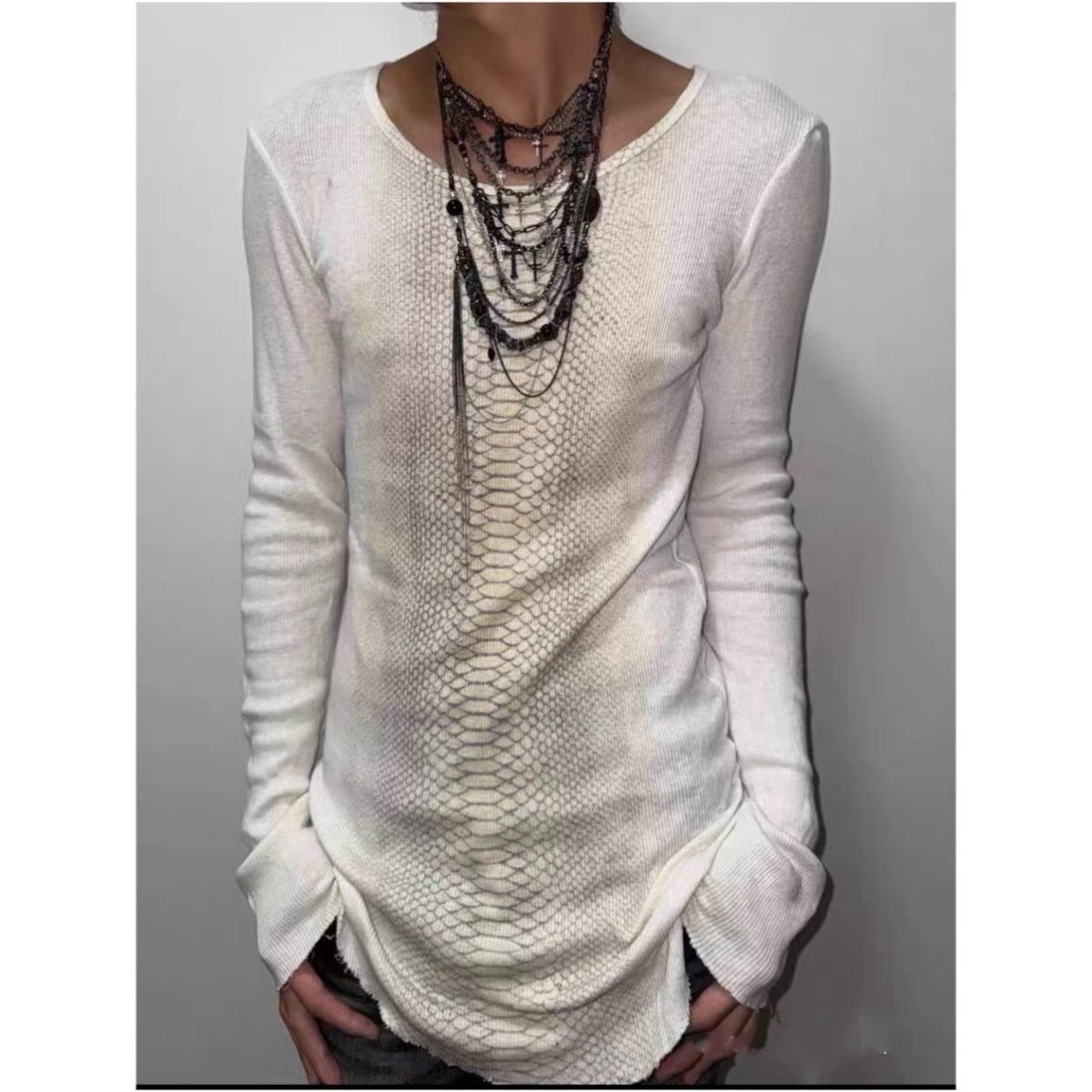 Tops Longsleeve Black Round Ne - Tee Graphic Print avis et prix