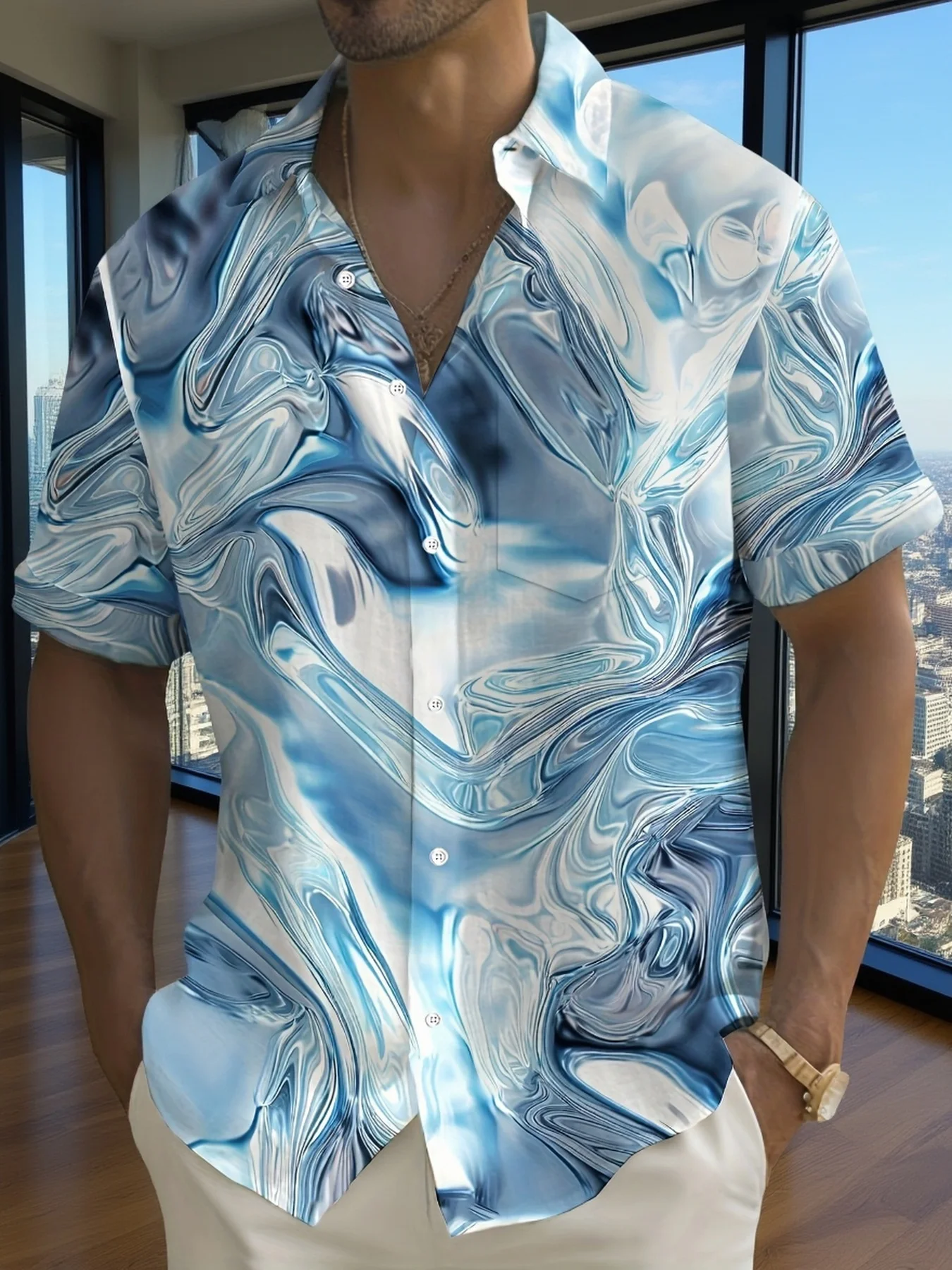 Minimal Ink Texture Lapel Reso - Resort Shirt Floral avis et prix