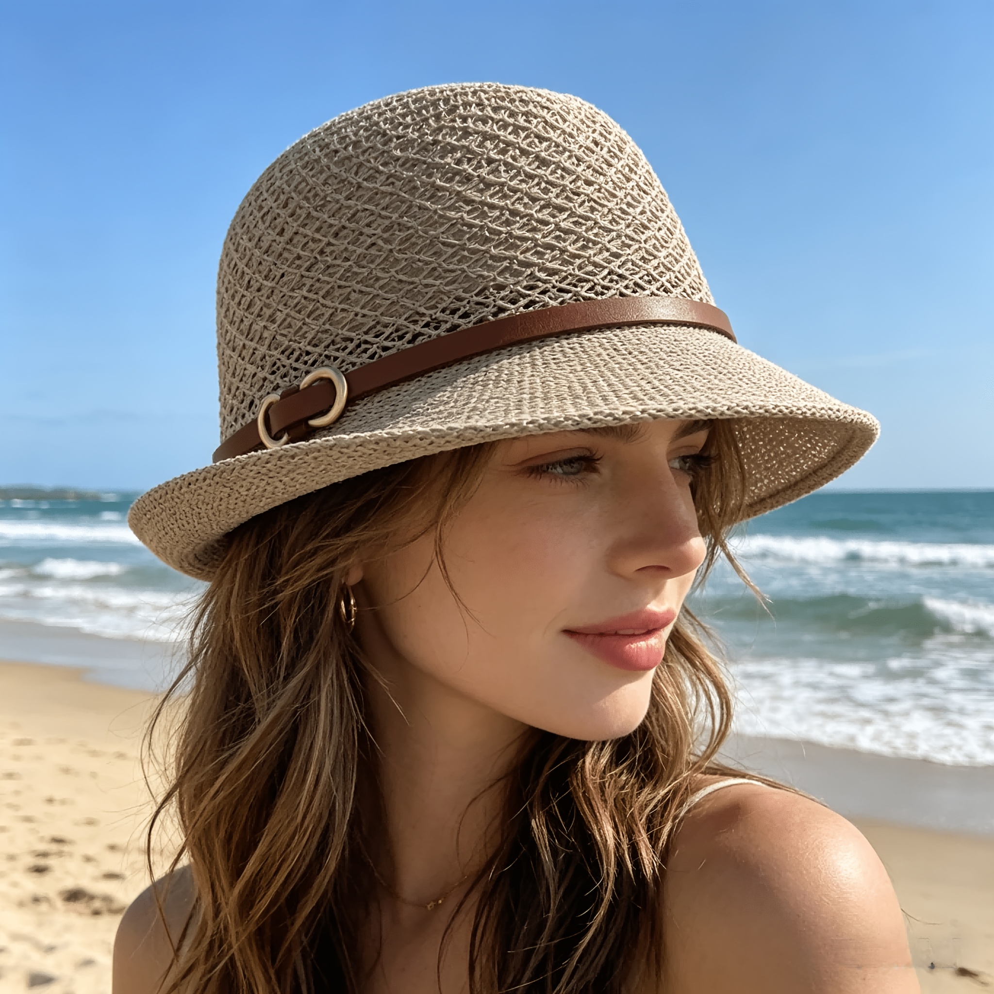 Elegant women's beach straw ha - Bucket Hat Straw avis et prix