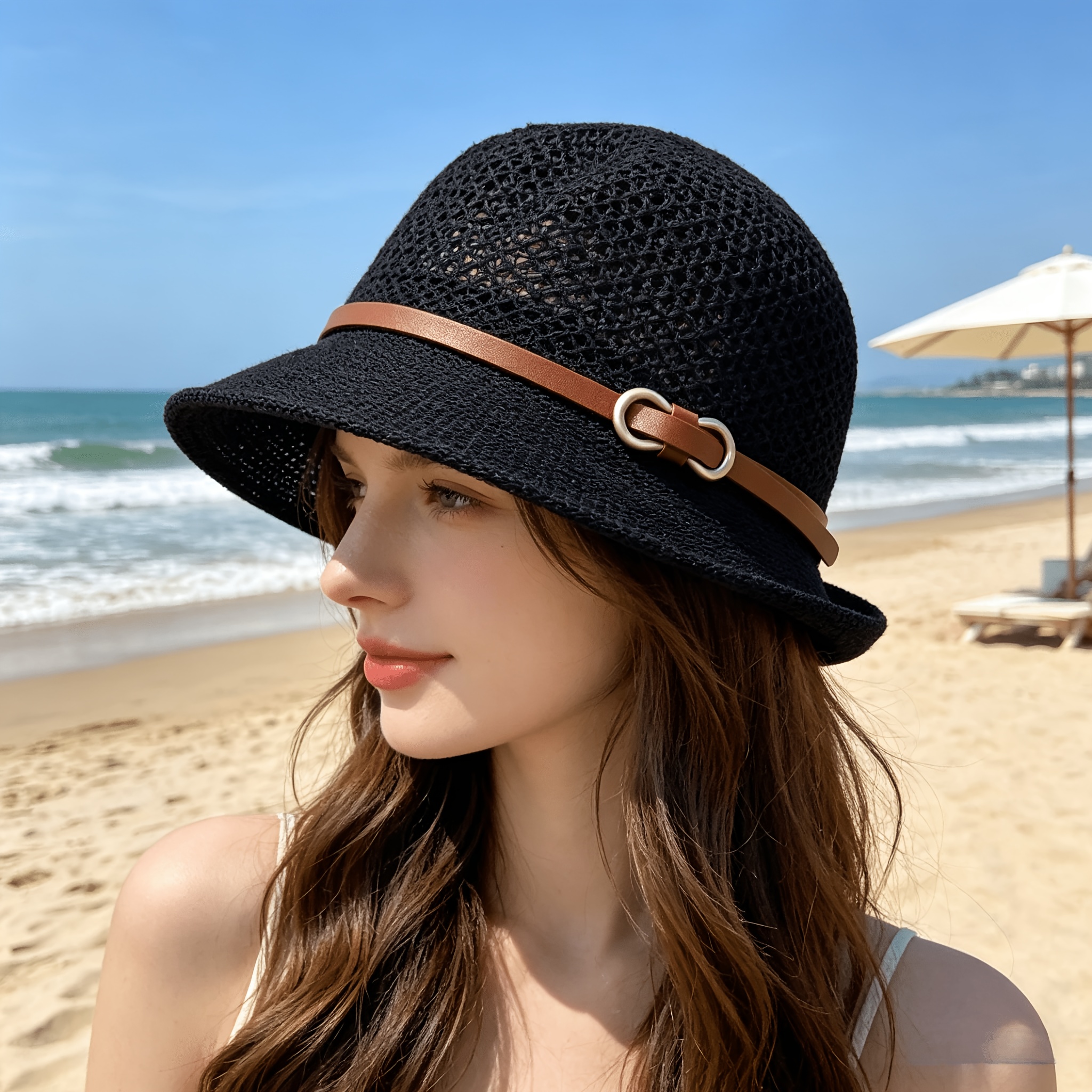 Elegant women's beach straw ha - Bucket Hat Straw avis et prix