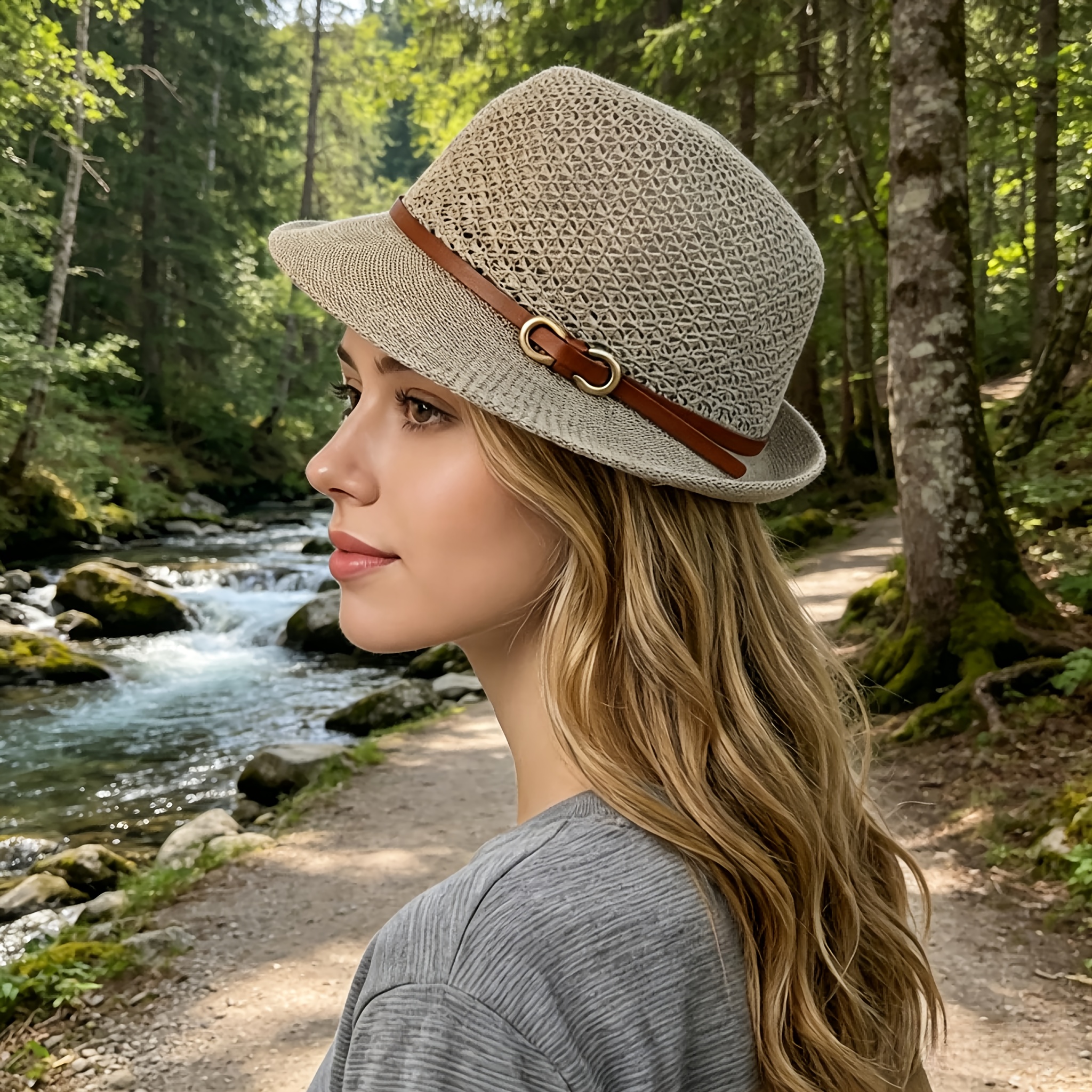 Elegant women's beach straw ha - Bucket Hat Straw avis et prix