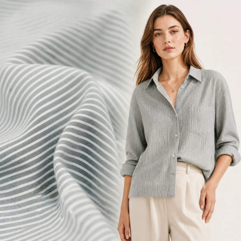 Japanese-style gray-white fine - Linen Shirt Breathable avis et prix