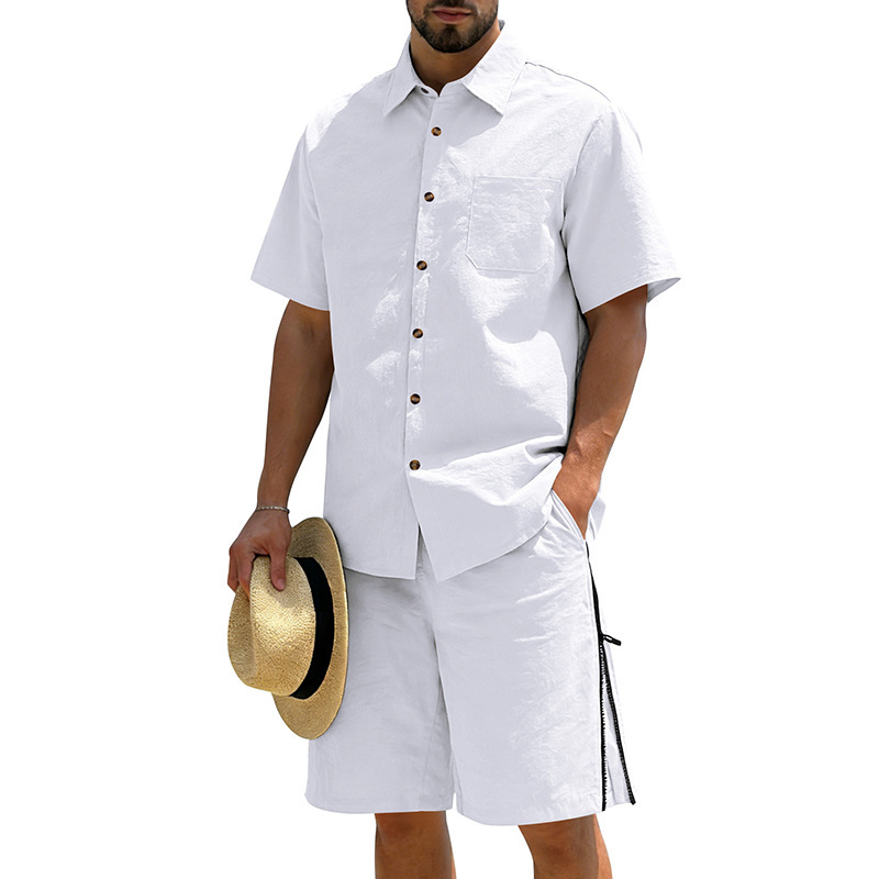 Men's Casual Cotton Linen 2 Pi - Short Linen Drawstring avis et prix