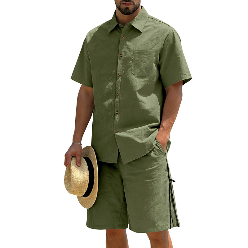 Men's Casual Cotton Linen 2 Pi - Short Linen Drawstring avis et prix