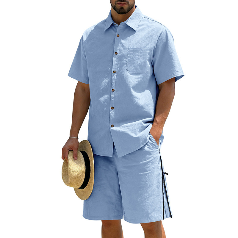 Men's Casual Cotton Linen 2 Pi - Short Linen Drawstring avis et prix