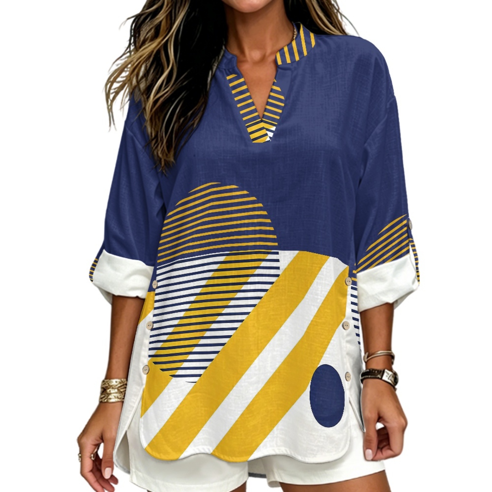 INSTANTARTS Women'S Linen V-Ne - Linen Shirt Breathable avis et prix