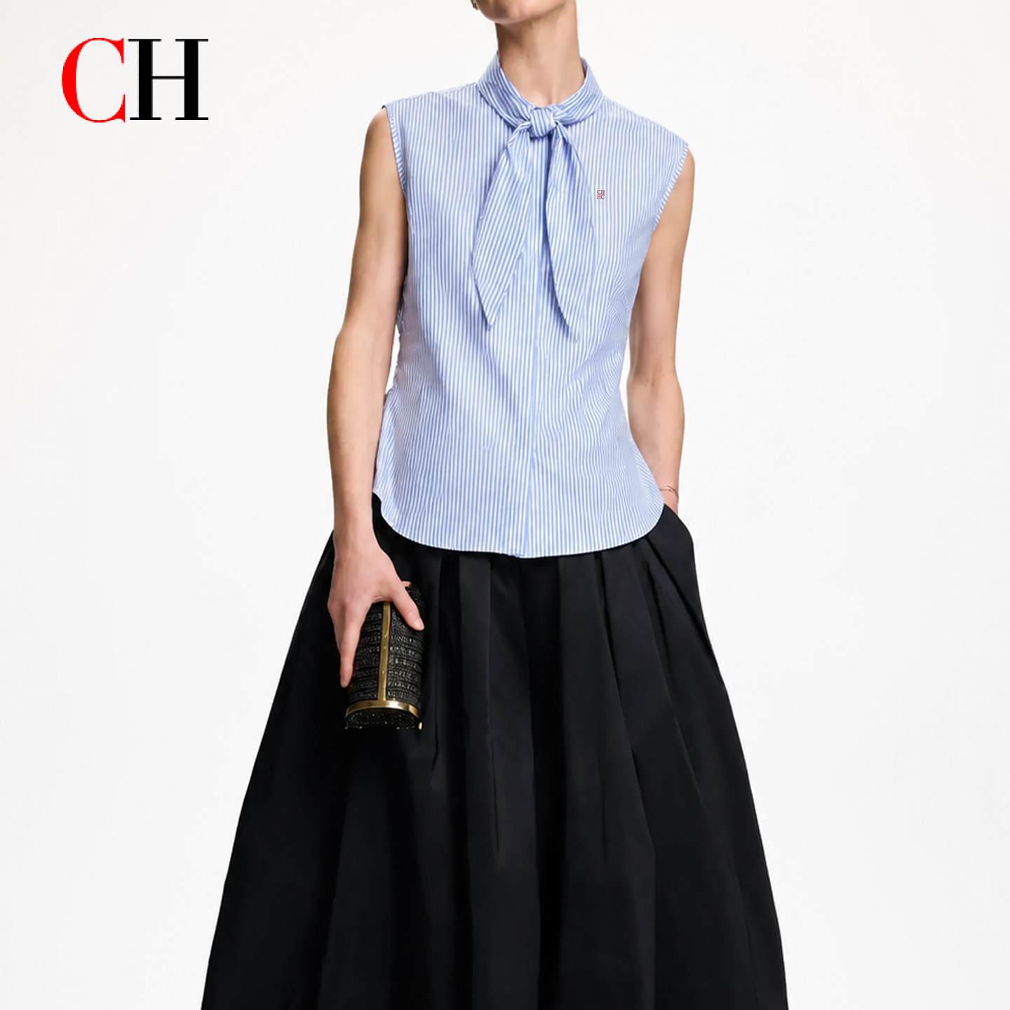 CH Embroidered Sleeveless Shir - Shirt Camp Collar avis et prix