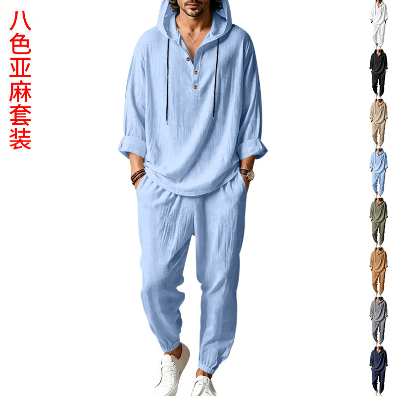 Men's Summer Linen 2 Piece Set - Short Linen Drawstring avis et prix