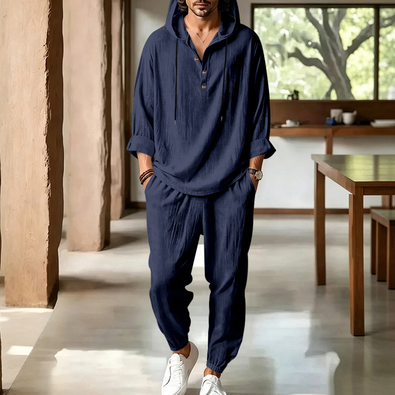 Men's Summer Linen 2 Piece Set - Short Linen Drawstring avis et prix