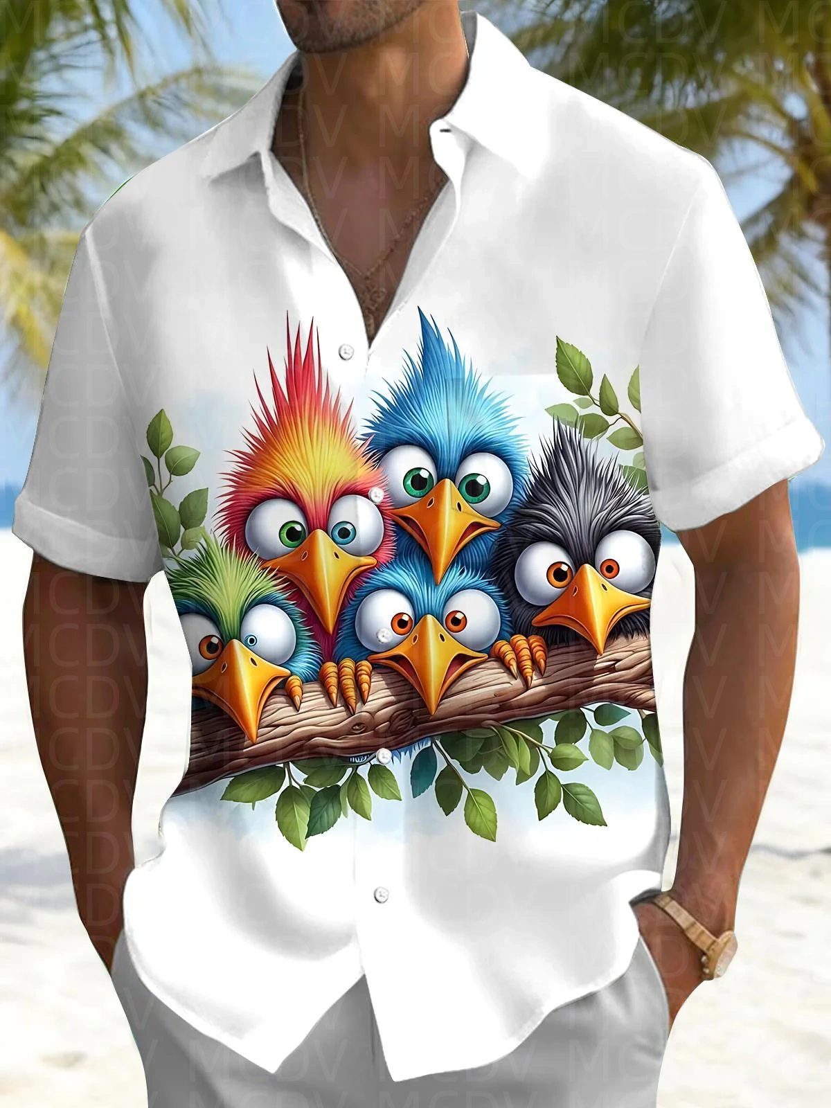 Bird Pattern Men's Hawaiian Sh - Shirt Camp Collar avis et prix